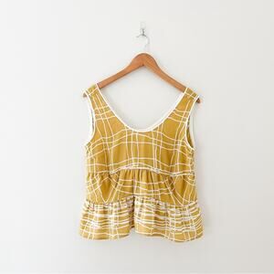 Anthropologie Yellow and White Plaid Tank Top